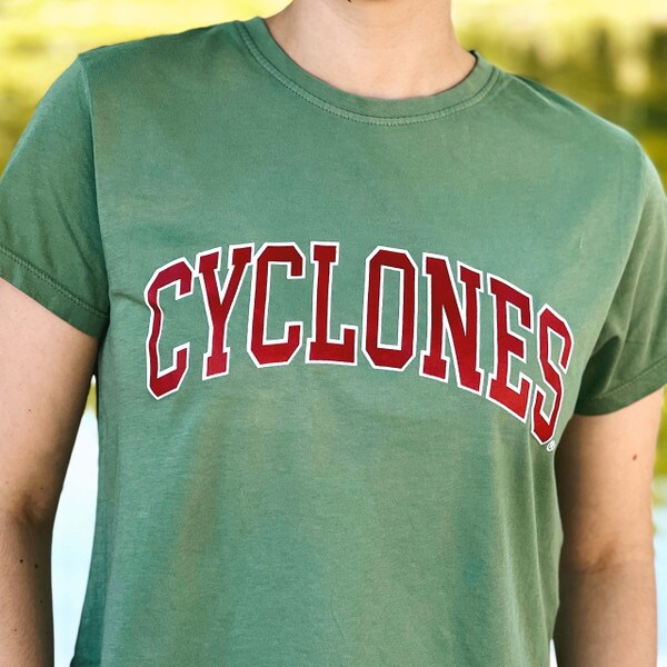 Chicka-D Women's Cyclones Green Crop T-Shirt